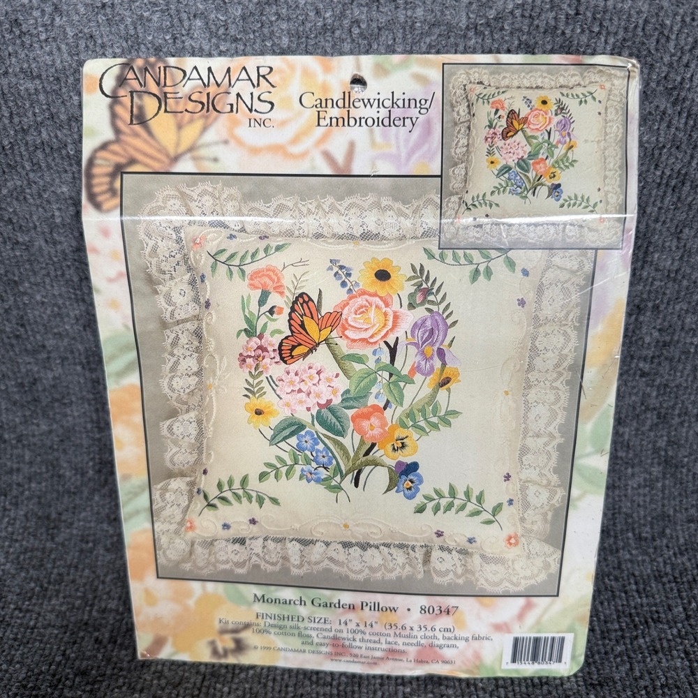 Candamar Designs Embroidery Kit ‎ 80347 Monarch Garden Pillow 14X4 (35.6X35.6cm)